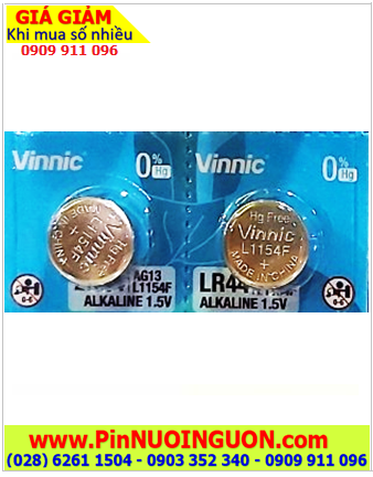 VINNIC L1154F; Pin cúc áo Alkaline 1.5v VINNIC L1154F, AG13, LR44, A76, V13GA chính hãng 